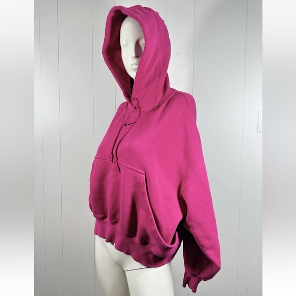 Nike Phoenix Sz S Oversized Hoodie Women Hot Fuchsia Center Swoosh Embroidered - Picture 4 of 13